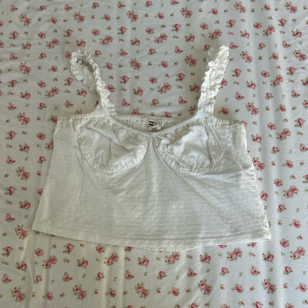 🌲BILLABONG White Lace Trim Tank Top bustier🌲